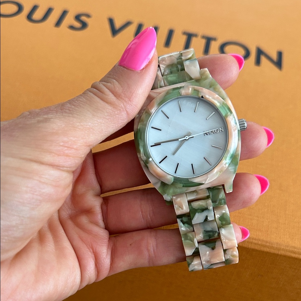 Nixon acetate time teller watch unisex pink green more is more